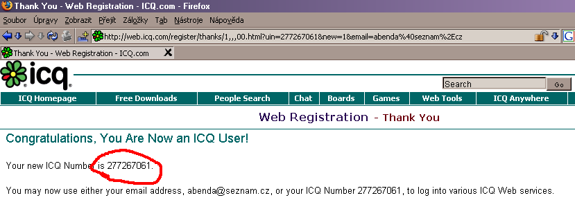 ICQ číslo